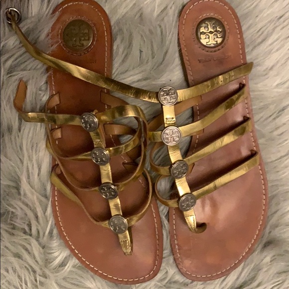 Vintage- rare Tory Burch gold gladiator size 11 - Picture 1 of 5